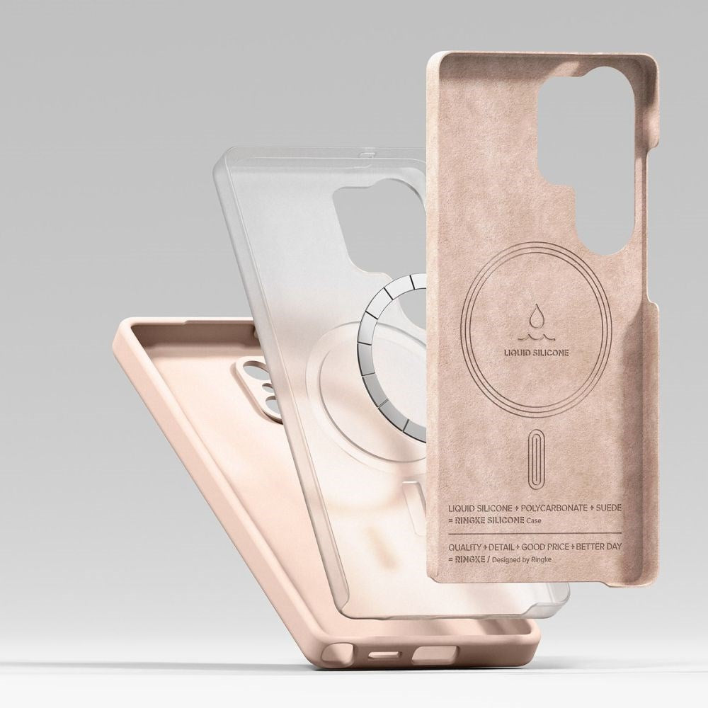 Ringke Samsung Galaxy S25 Ultra Silikon Magnetiskt MagSafe Skal - Rosa
