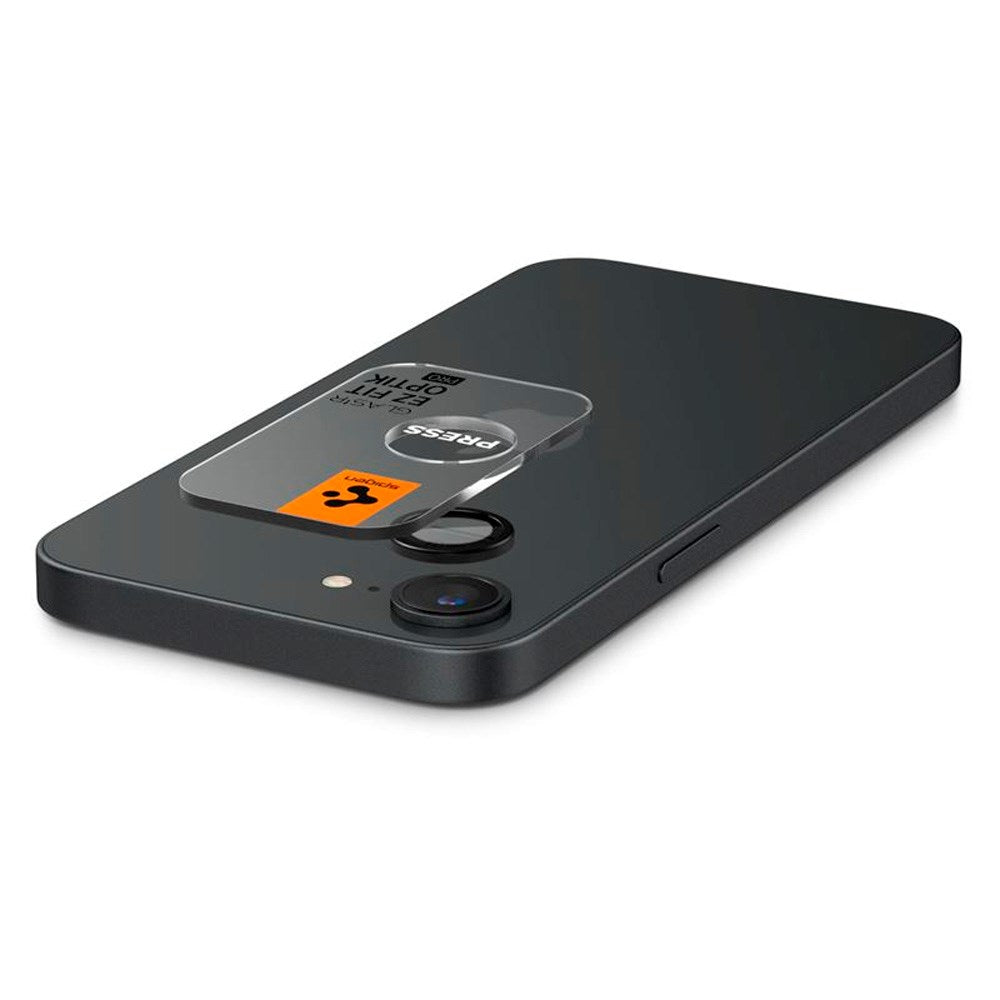 iPhone 16e Spigen EZ Fit. tR Optik Pro Kameralinsskydd - 2 St. - Genomskinlig / Svart