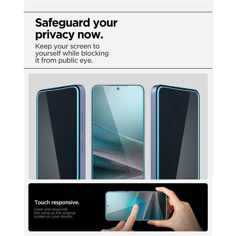 Samsung Galaxy S25 / S24 Spigen Glass tR EZ Fit HD Skärmskyddsglas - Privacy - 2 st - Genomskinlig