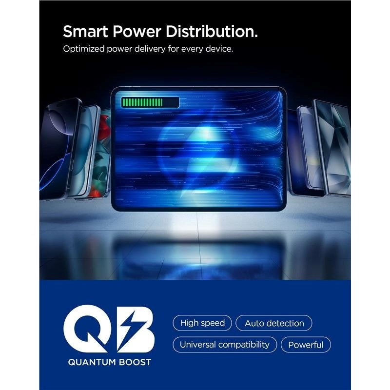 Spigen Essential 30.000mAh Powerbank med 2 x USB-C - 1 x USB-A - 30W - Grå