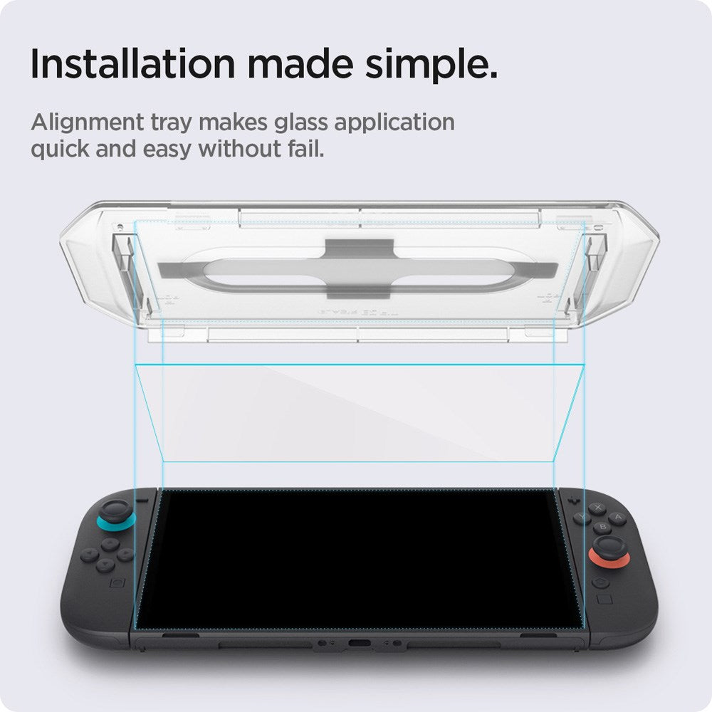 Nintendo Switch 2 Spigen Glass tR EZ Fit Skärmskyddsglas m. Installationsram - 2 st - Genomskinlig
