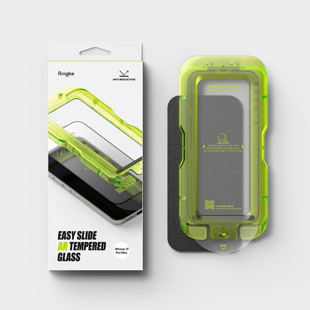 iPhone 17 Pro Max Ringke Easy Slide Antireflex Härdat Skärmskyddsglas m. Installationsram – Genomskinlig