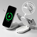 Ringke 3-i-1 Qi2 Hopfällbar Trådlös Laddare – 25W – MagSafe Kompatibel – Vit