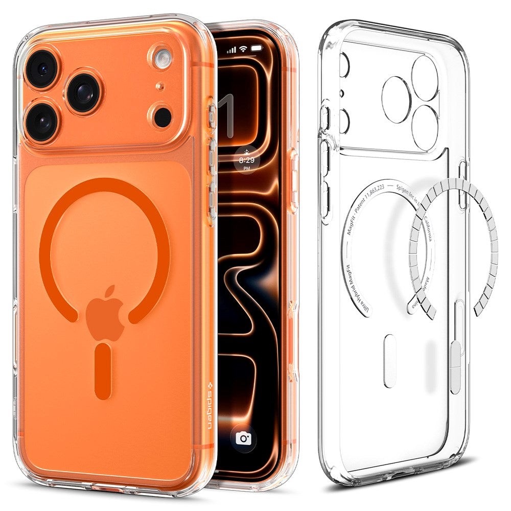 iPhone 17 Pro Spigen Ultra Hybrid Skal - MagSafe Kompatibel - Genomskinlig / Orange