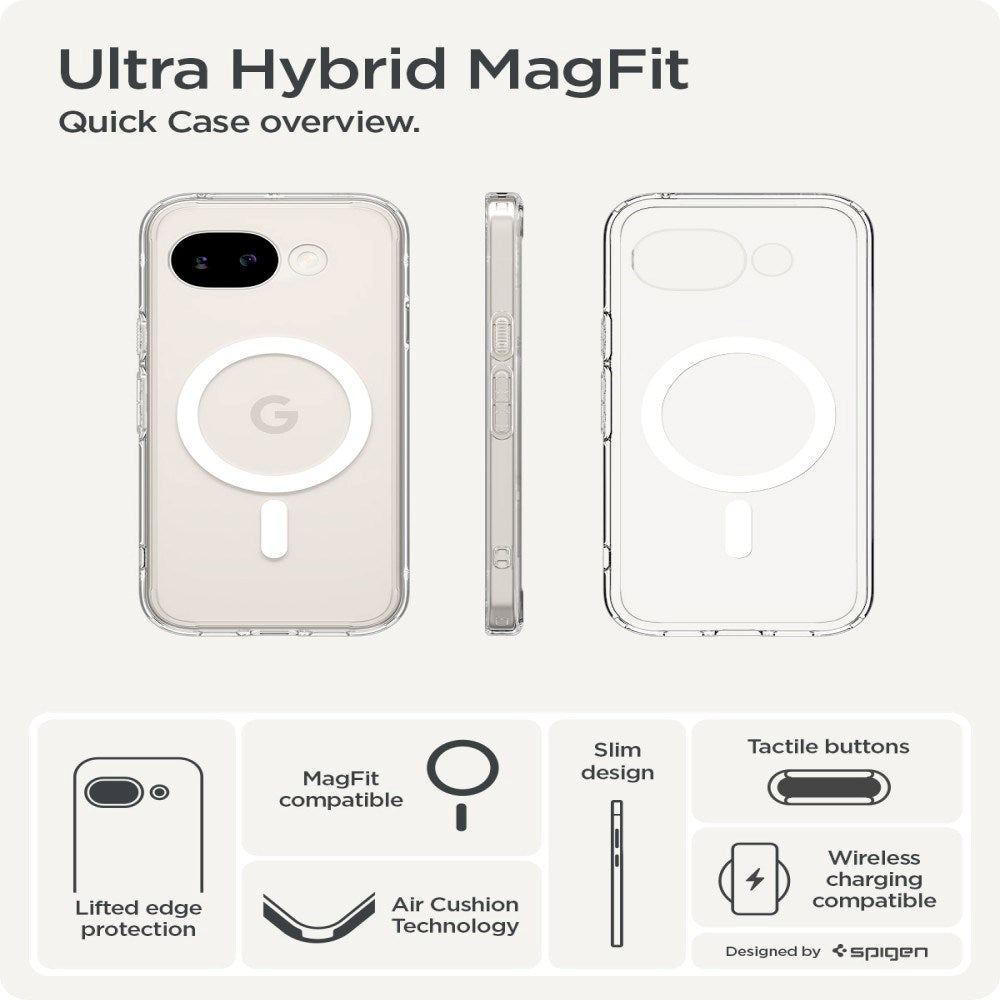 Google Pixel 10a Spigen Ultra Hybrid Skal - MagSafe Kompatibel - Genomskinlig