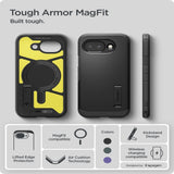 Google Pixel 10a Spigen Tough Armor Hybrid Skal m. Stativfunktion - MagSafe Kompatibel - Svart