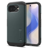 Google Pixel 10a Spigen Tough Armor Hybrid Skal m. Stativfunktion - MagSafe Kompatibel - Grön