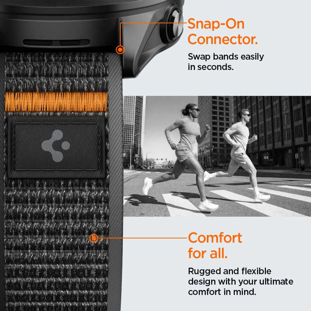 Spigen Athlex Air Universal Nylonrem (22mm) - Svart / Orange