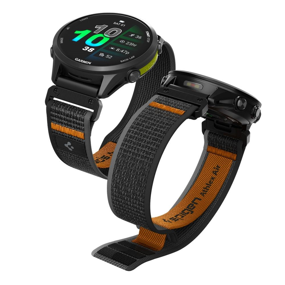 Universal Garmin 22mm QuickFit Spigen Athlex Air Nylonrem - Svart / Orange