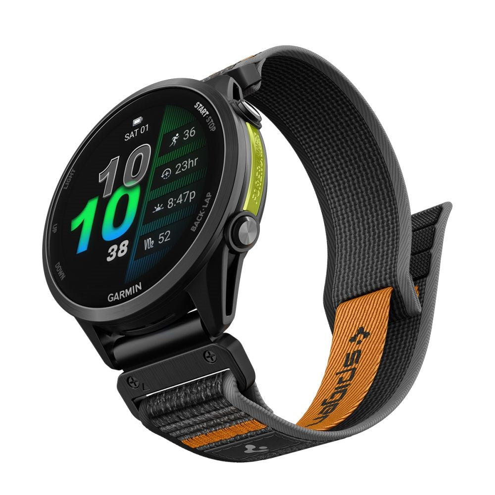Universal Garmin 22mm QuickFit Spigen Athlex Air Nylonrem - Svart / Orange