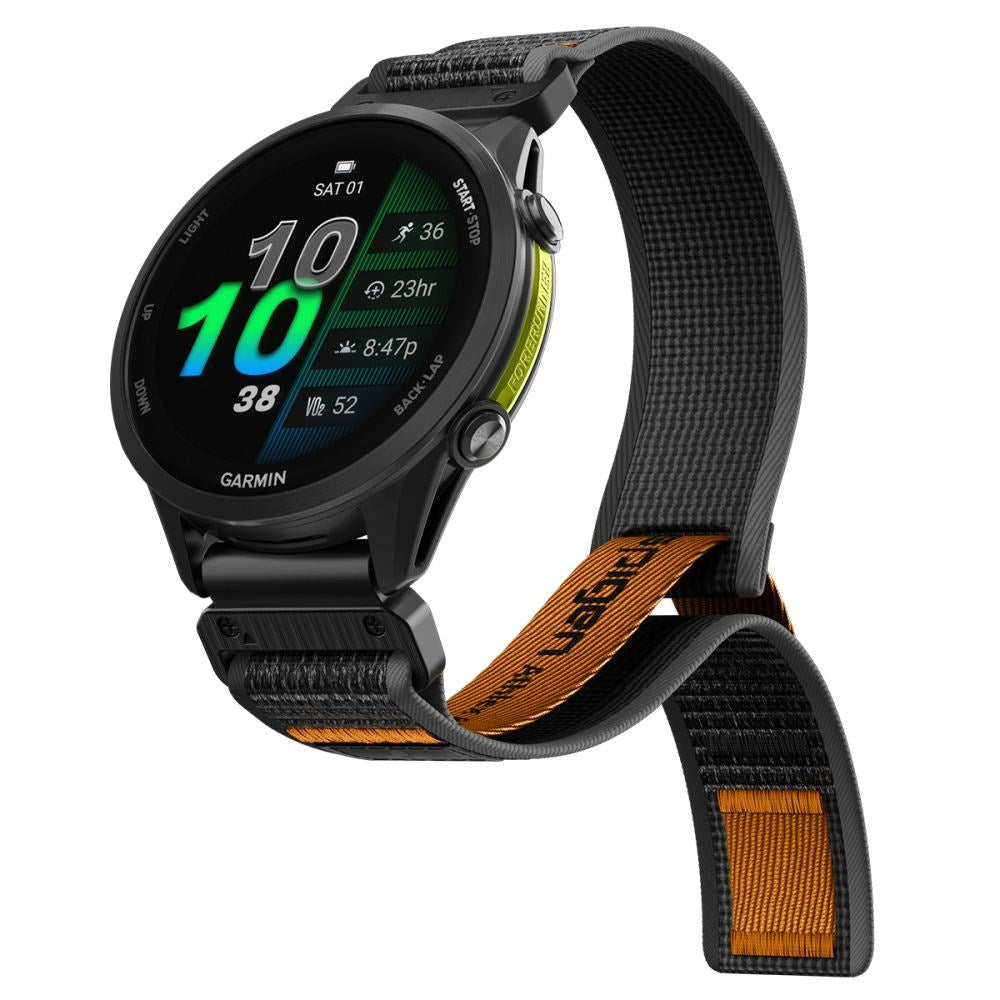 Universal Garmin 22mm QuickFit Spigen Athlex Air Nylonrem - Svart / Orange
