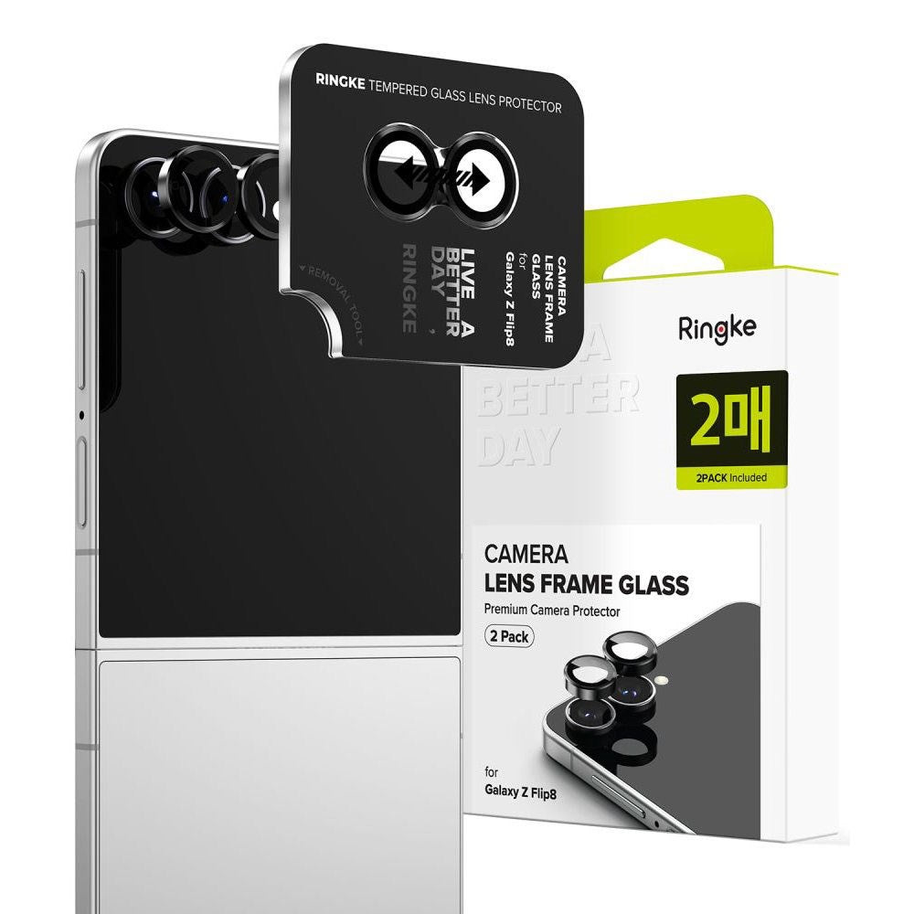 Samsung Galaxy Z Flip8 Ringke Kameralinsskydd m. Monteringsram - 2 st - Svart