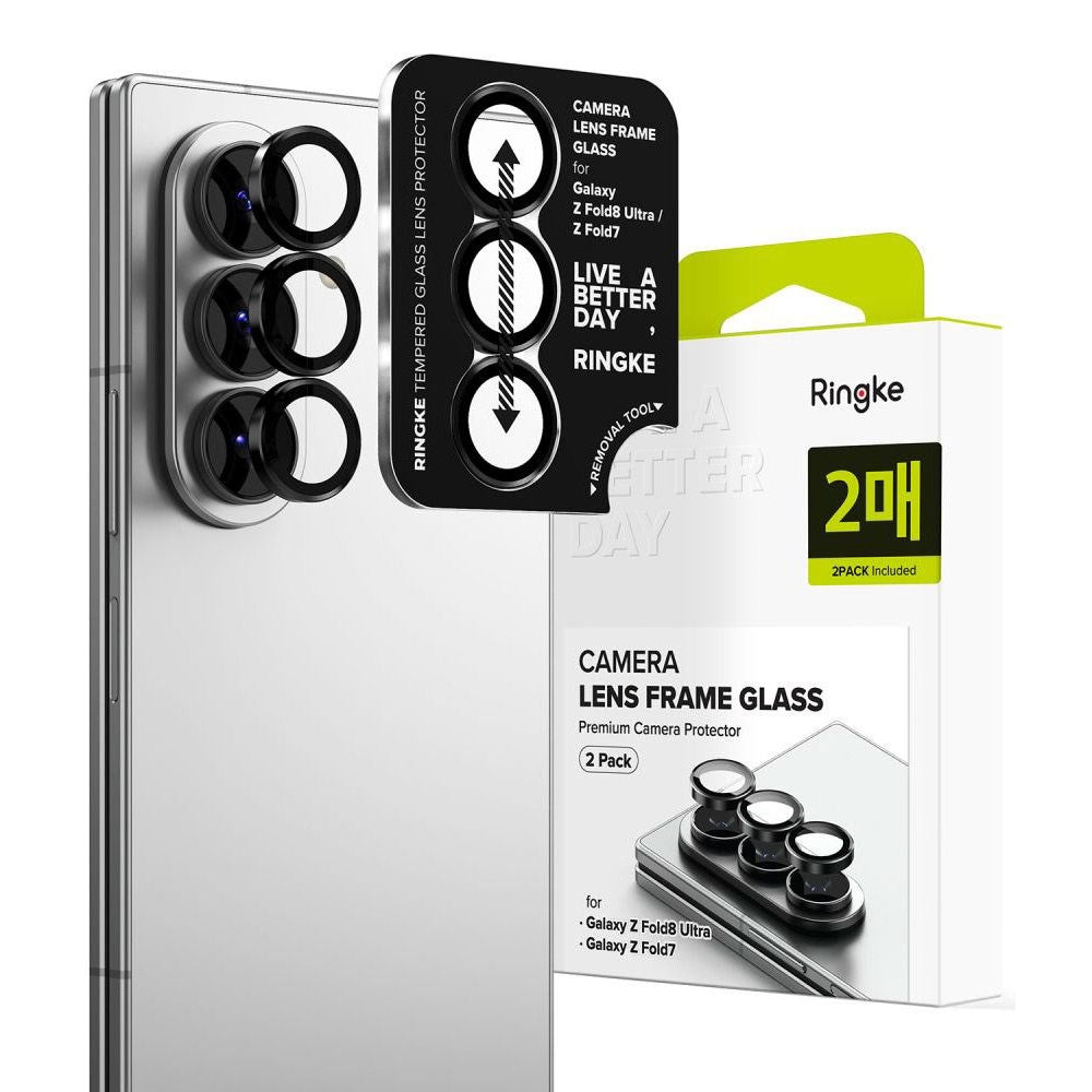 Samsung Galaxy Z Fold8 Ultra / Z Fold7 Ringke Kameralinsskydd m. Monteringsram - 2 st - Svart