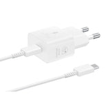 Original Samsung Super Fast Charge 25W GaN Strömadapter med USB-C till USB-C-kabel - Vit