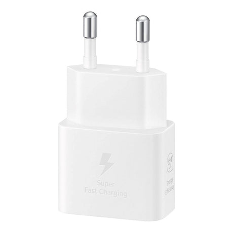 Original Samsung Super Fast Charge 25W GaN Strömadapter med USB-C till USB-C-kabel - Vit