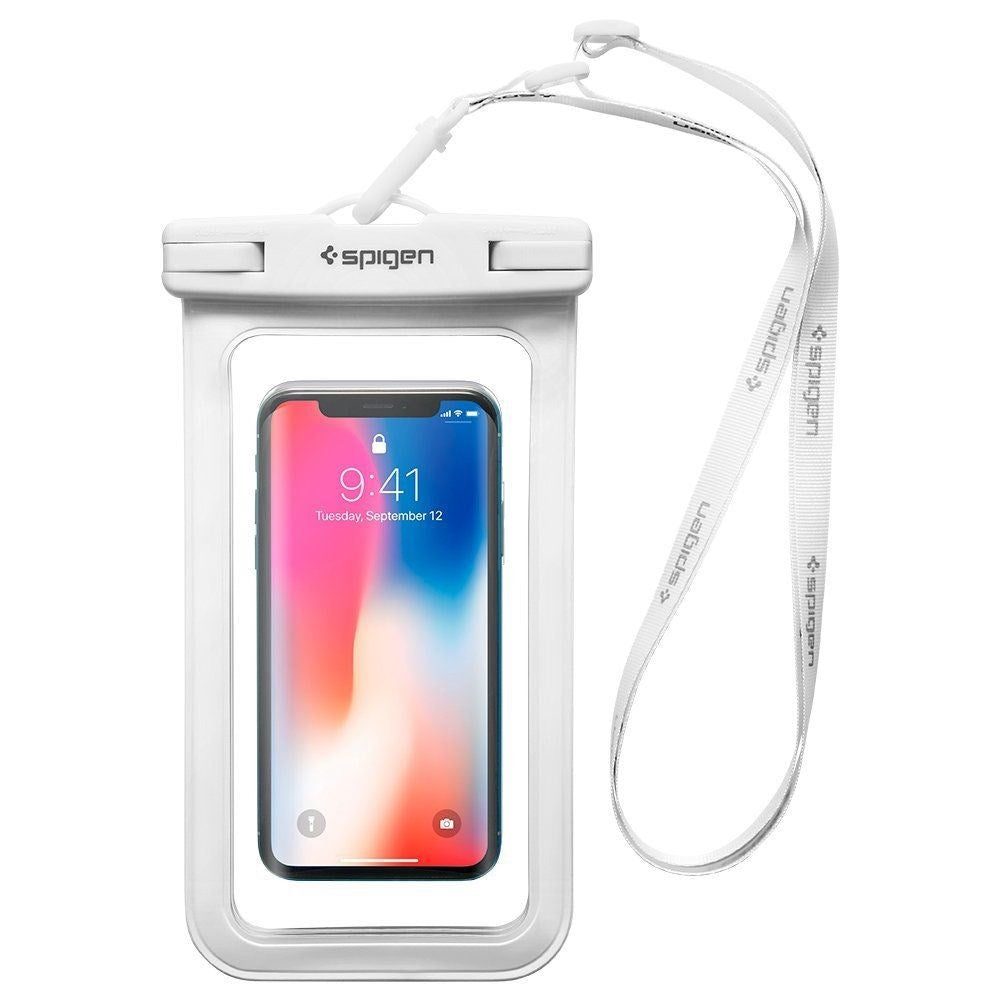 Spigen A600 Universal Waterproof Case Pouch - Vit / Transparent (Max. Telefon: 163 x 90mm)