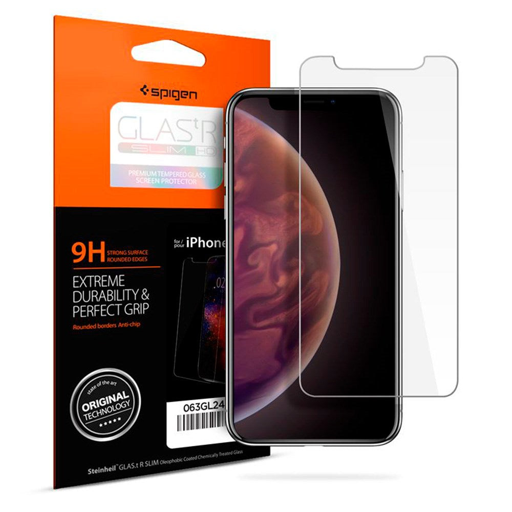 iPhone 11 Pro / X / Xs Spigen Glas.tr Slim HD Skärmskydd - Case Friendly - Genomskinlig