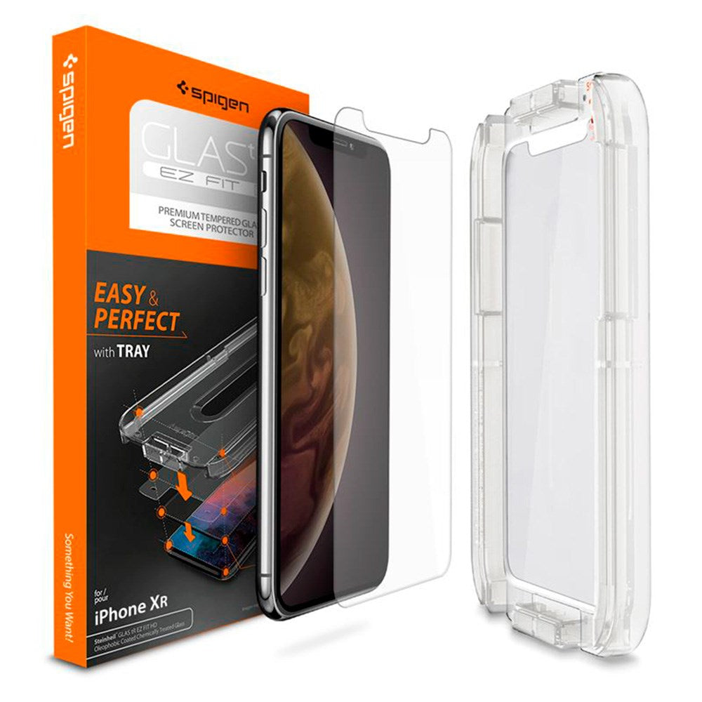 iPhone XR Spigen EZ Fit Glas.tR Skärmskydd - Case Friendly - Genomskinlig