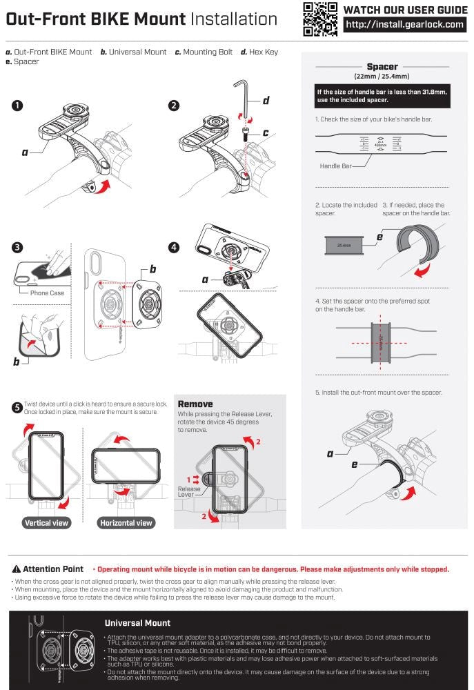 Spigen Gearlock MF100 - Bike Mount - Universal Phone Holder for Bicycle