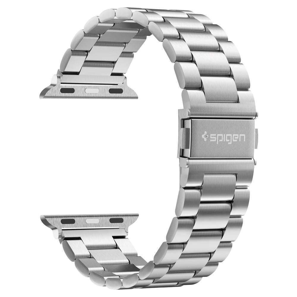 Apple Watch (42/44/SE/45/46/49mm) Spigen Modern Fit Band - Rem Rostfritt Stål inklusive Stift - Silver