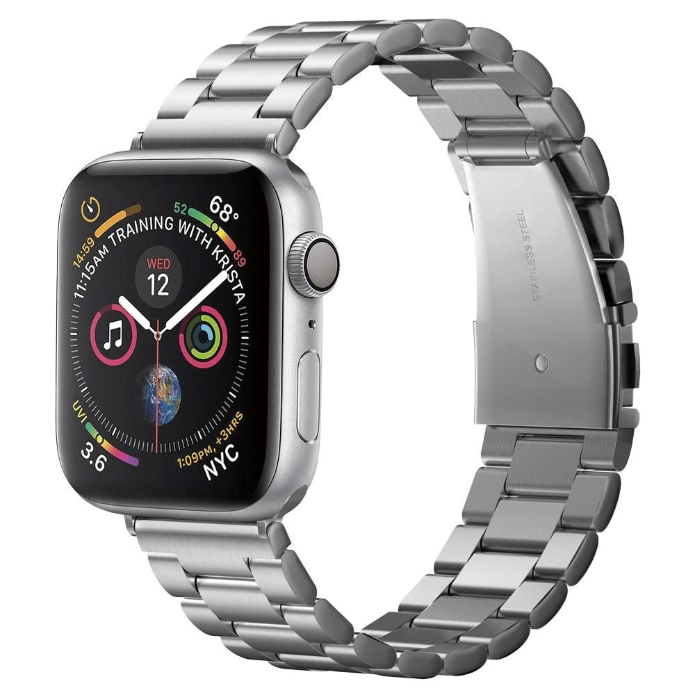 Apple Watch (42/44/SE/45/46/49mm) Spigen Modern Fit Band - Rem Rostfritt Stål inklusive Stift - Silver