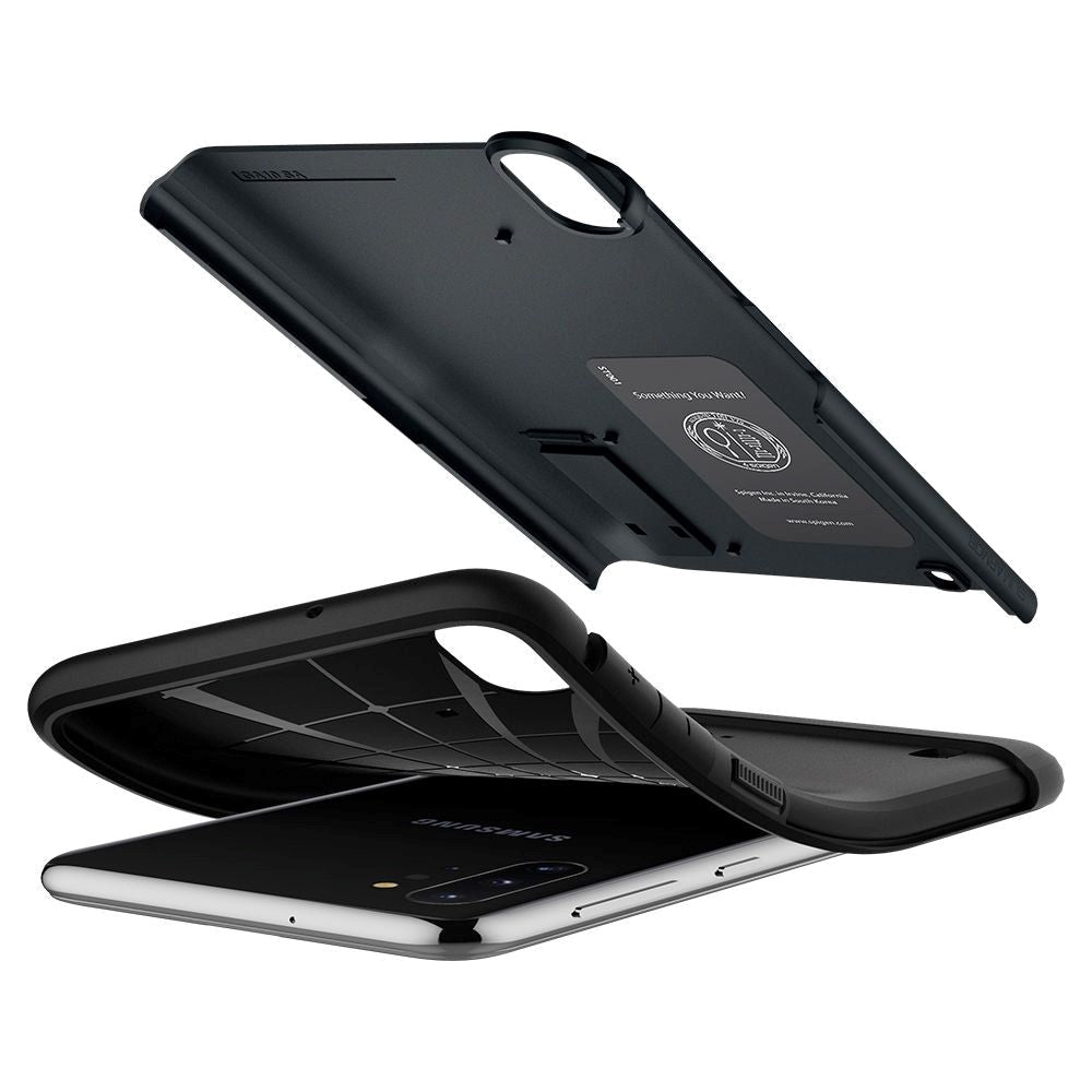 Samsung Galaxy A10 Case Spigen Slim Armor m. Stativfunktion metallskiffer