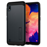 Samsung Galaxy A10 Case Spigen Slim Armor m. Stativfunktion metallskiffer