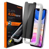 iPhone 11 Spigen Alignmaster Glas.tR Skärmskydd - Privacy - Case Friendly - Genomskinlig