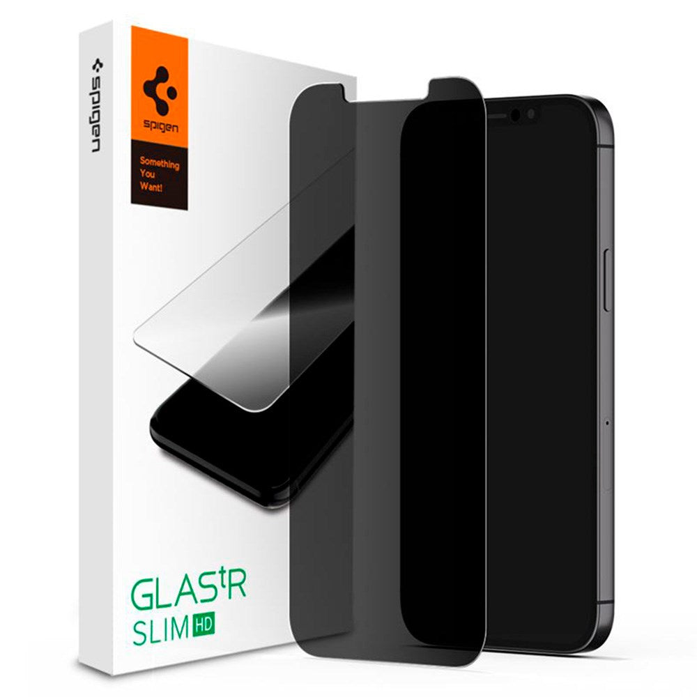 iPhone 12 / 12 Pro Spigen Glas.tr Slim HD Privacy Skärmskydd - Case Friendly - Genomskinlig