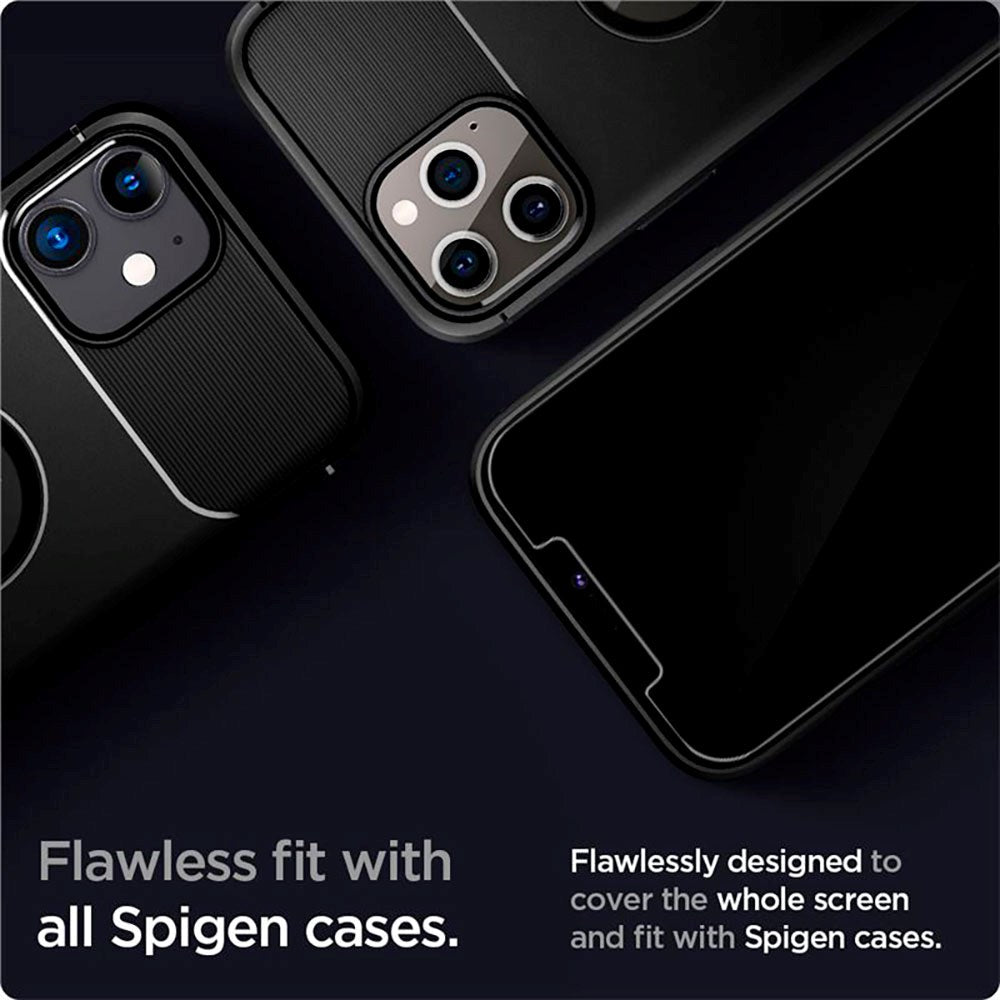 iPhone 12 / 12 Pro Spigen EZ Fit Glas.tR Skärmskydd 2. Stk - Case Friendly - Genomskinlig