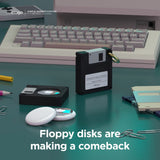 Airtag Floppy Disk Silikonskydd med Nyckelring - Svart