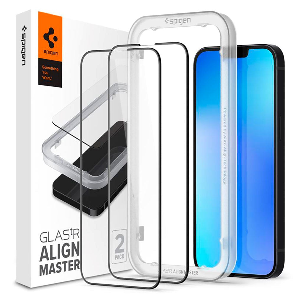 iPhone 14 / 13 Pro / 13 Spigen Skärmskydd 2-Pack - Svart Kant