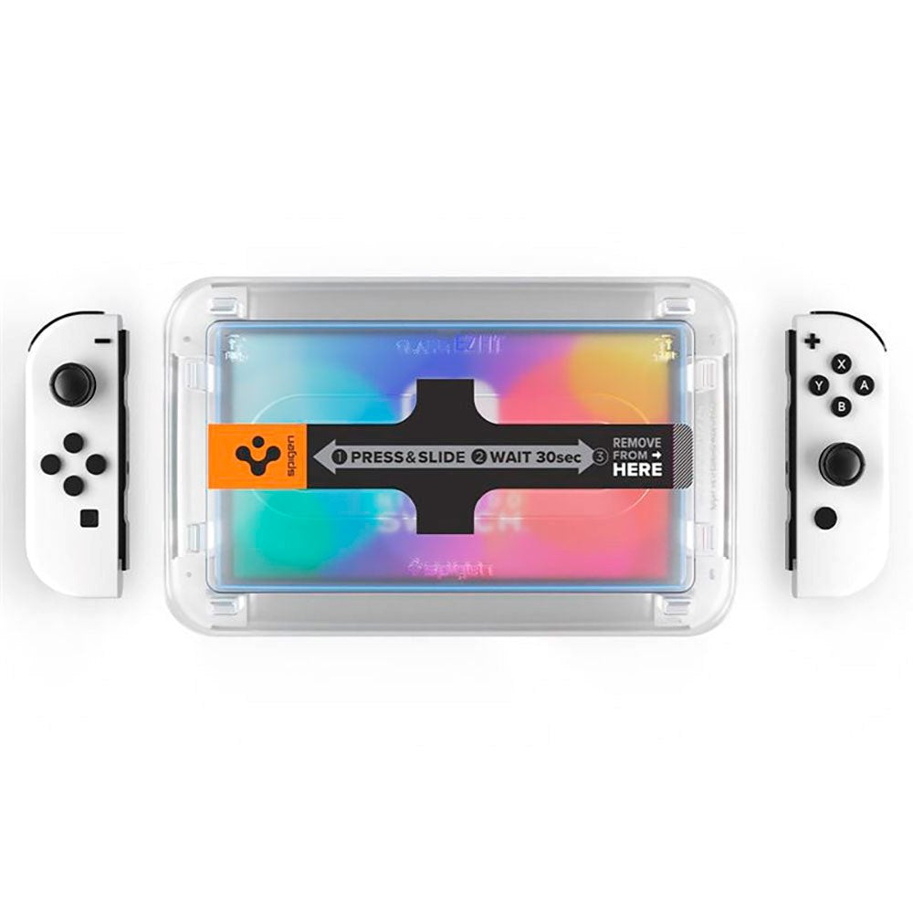 Nintendo Switch OLED Spigen EZ Fit Glas.tR Skärmskydd - 2-Pack - Genomskinlig