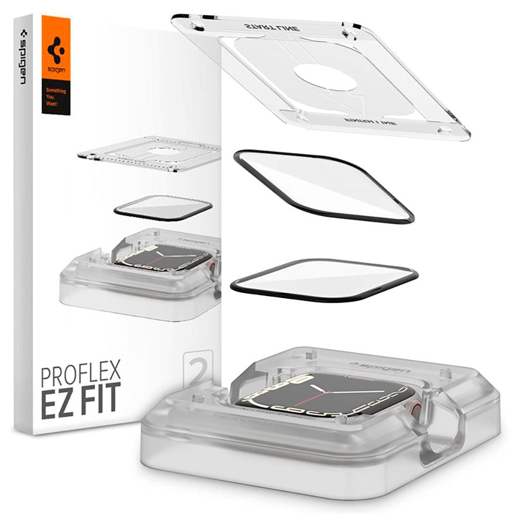 Spigen Proflex EZ Fit Apple Watch 9/8/7 (45 mm) 2-Pack Skärmskydd - Genomskinlig