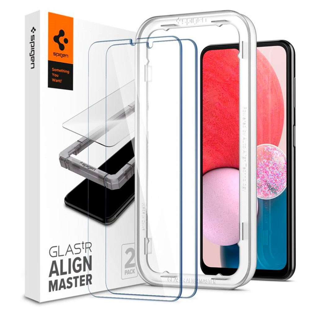 Samsung Galaxy A13 (5G / 4G) Spigen Alignmaster Glas.tR Skärmskydd 2. Stk - Case Friendly - Genomskinlig