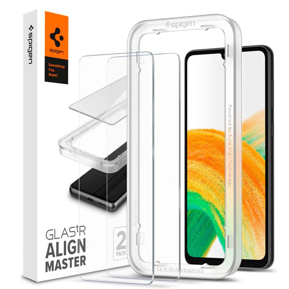 Samsung Galaxy A33 (5G) Spigen Alignmaster Glas.tR Skärmskydd 2. Stk - Case Friendly - Genomskinlig