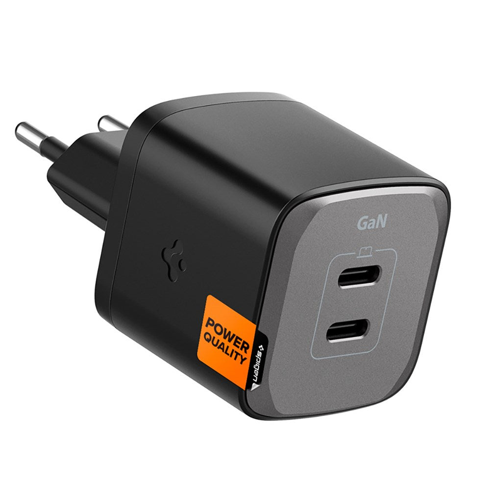 Spigen ArcStation PD 45W GaN Väggladdare med 2 x USB-C - Svart