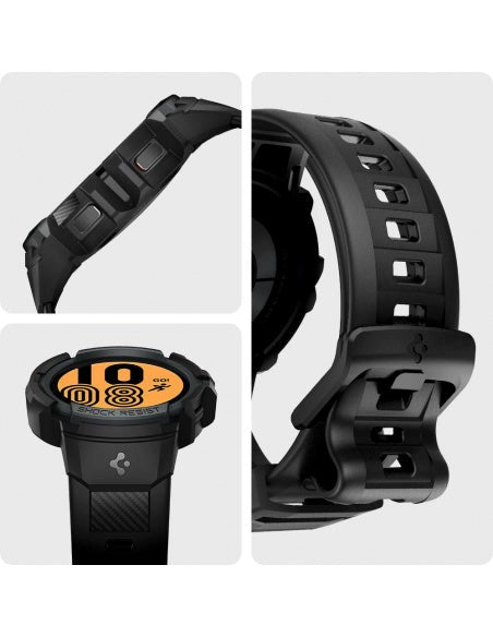 Samsung Galaxy Watch 4 (44mm) Spigen Rugged Armor Pro Case - Skal med Rem - Kolgrå (DEMO)