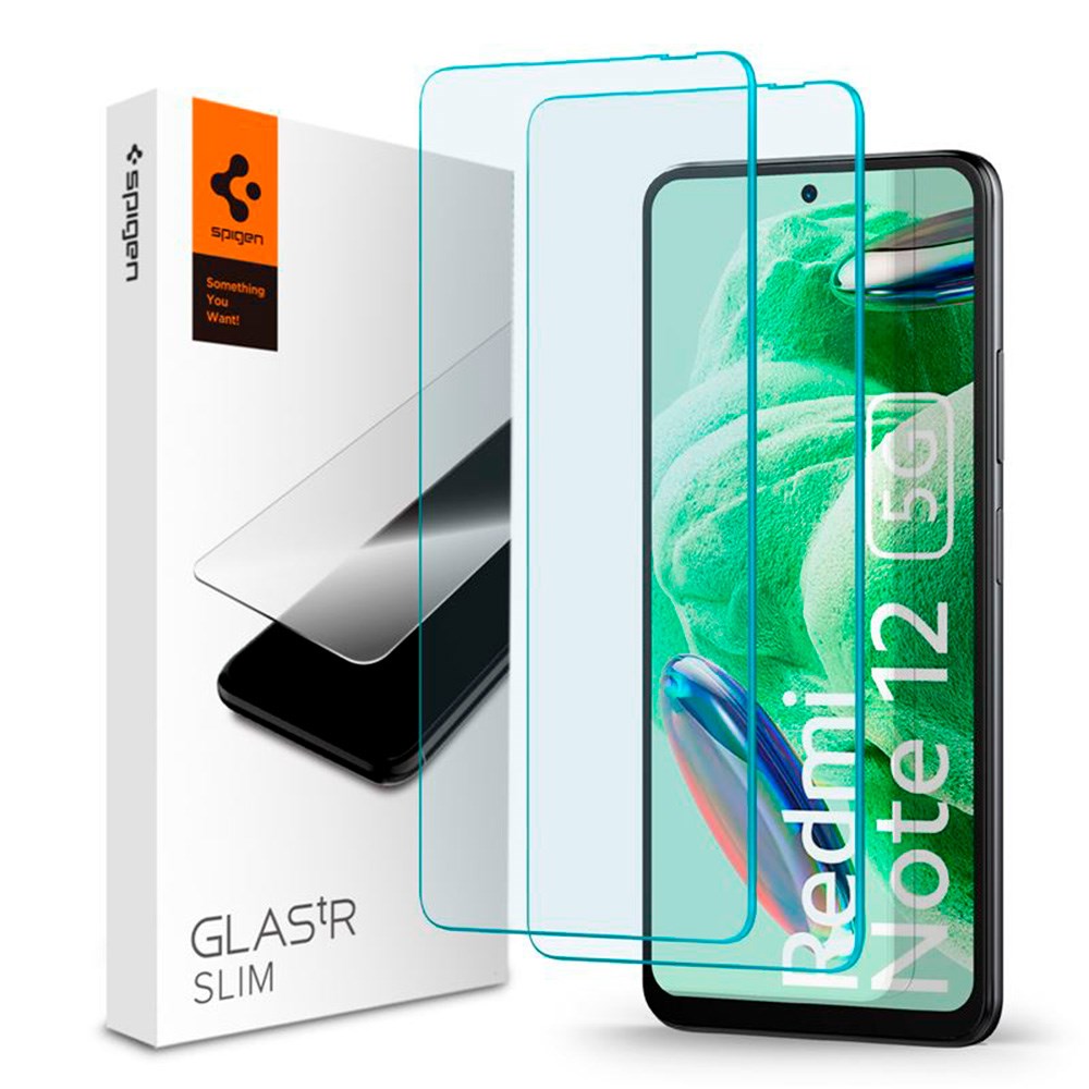 Xiaomi Redmi Note 12 (5G) / Poco X5 (5G) Spigen Glas.tr Slim Skärmskydd - 2 Stk - Genomskinlig