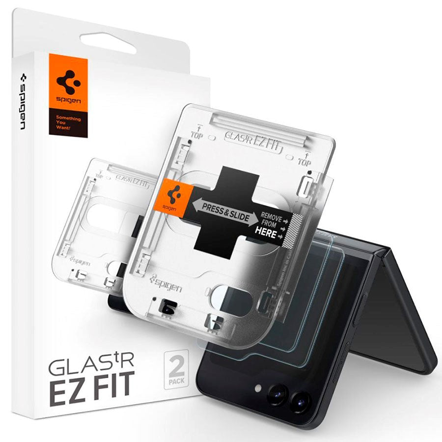 Spigen Samsung Galaxy Z Fold5 EZ Fit Glas.tR Skärmskydd - 2 st. - Case Friendly - Genomskinlig