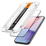 iPhone 15 Pro Max Spigen EZ Fit Glas.tR Skärmskydd 2. Stk - Case Friendly - Svart Kant