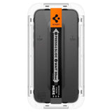 iPhone 15 Pro Max Spigen EZ Fit Glas.tR Skärmskydd 2. Stk - Case Friendly - Svart Kant