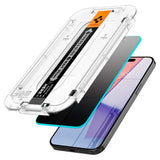 iPhone 15 Pro Spigen EZ Fit Glas.tR Skärmskydd 2. Stk - Privacy Filter - Case Friendly - Genomskinlig