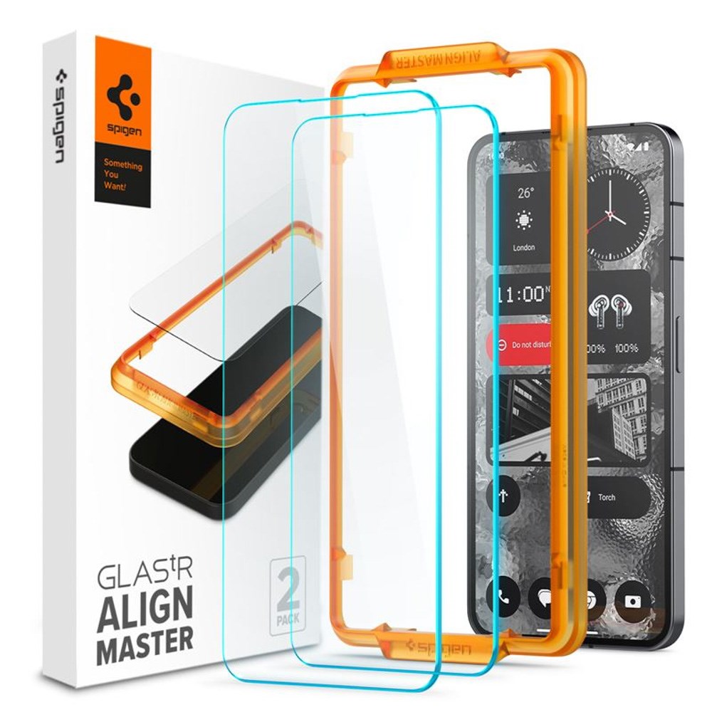 Nothing Phone (2) Spigen AlignMaster Glass tR Skärmskydd - 2 st - Case Friendly - Genomskinlig