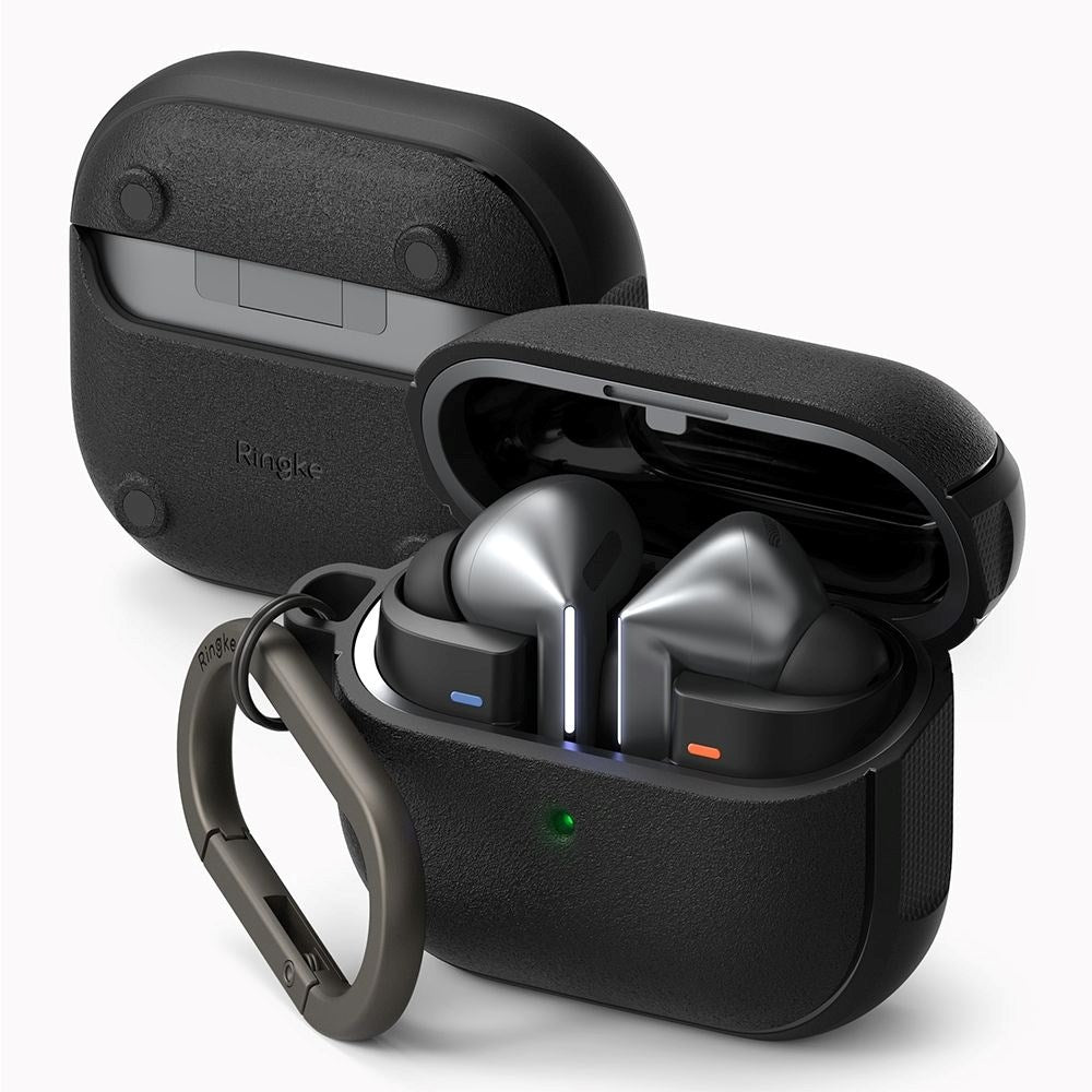 Ringke Samsung Galaxy Buds 3 / 3 Pro Onyx Magnetic Fodral med Karbinhake - MagSafe Kompatibel - Svart