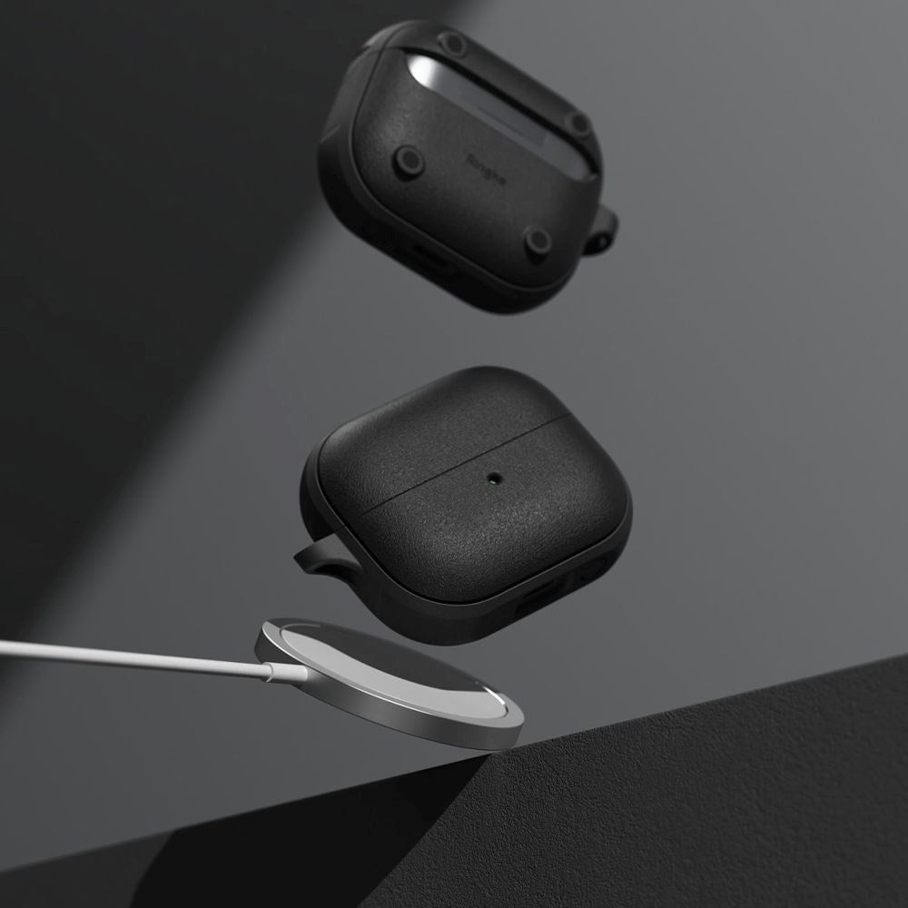 Ringke Samsung Galaxy Buds 3 / 3 Pro Onyx Magnetic Fodral med Karbinhake - MagSafe Kompatibel - Svart