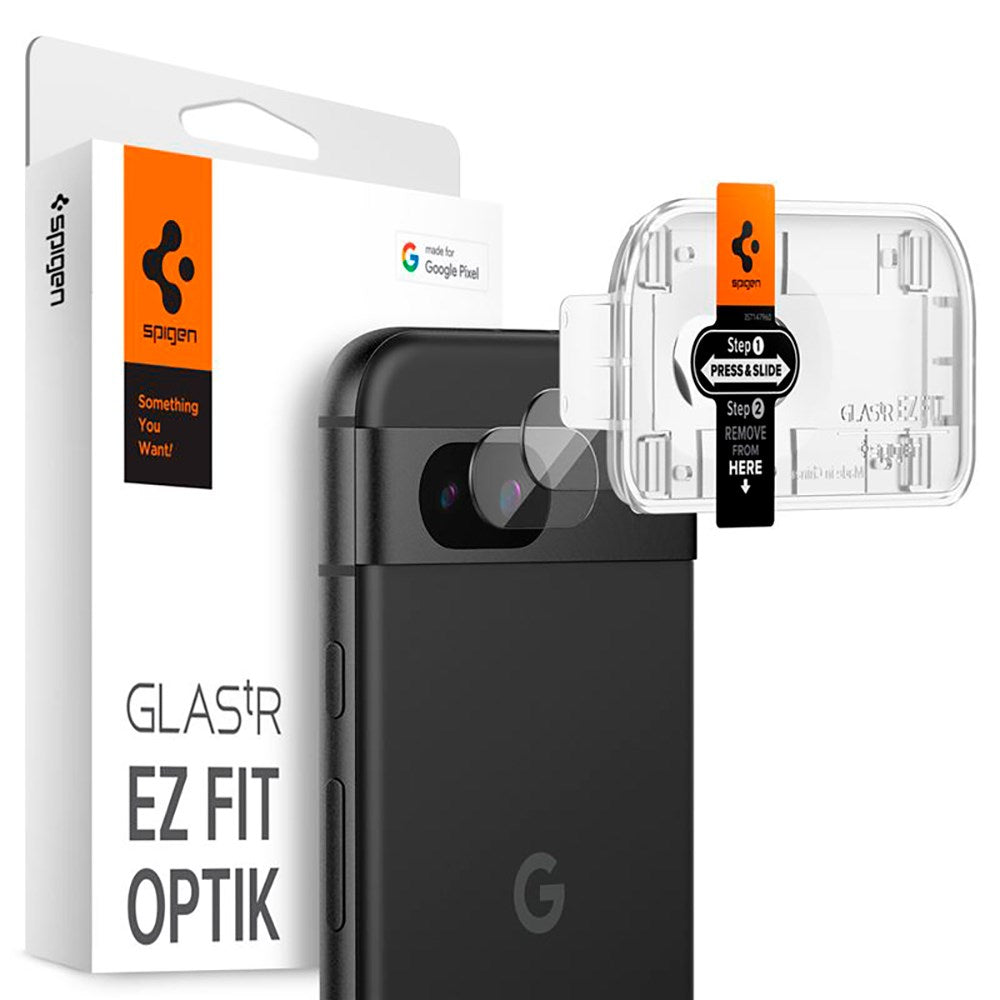 Google Pixel 8a Spigen Kameralins Skyddsglas - Svart/ Transparent - 2 st.