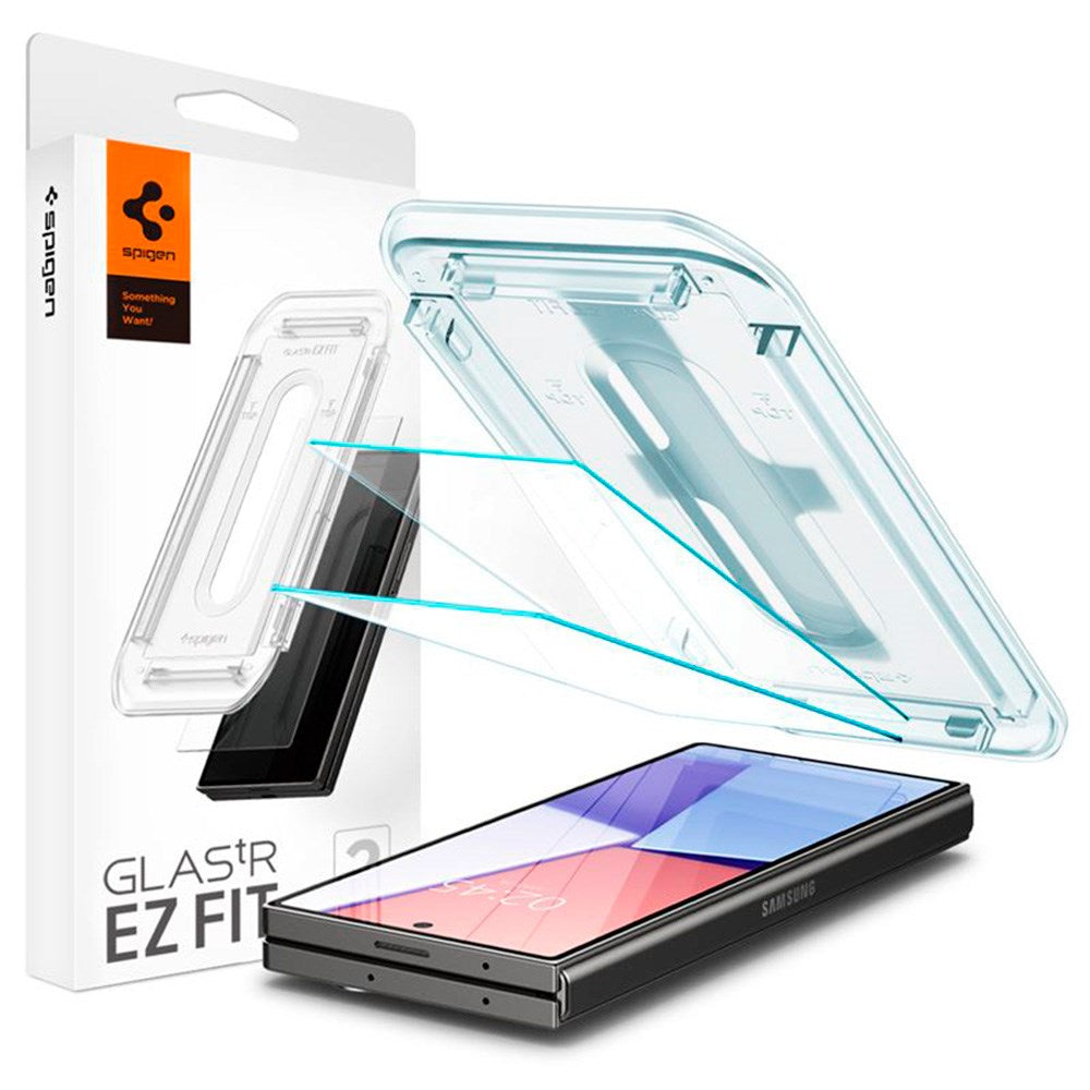 Spigen Samsung Galaxy Z Fold6 EZ Fit Glas.tR Skärmskydd - 2 st. - Case Friendly - Genomskinlig