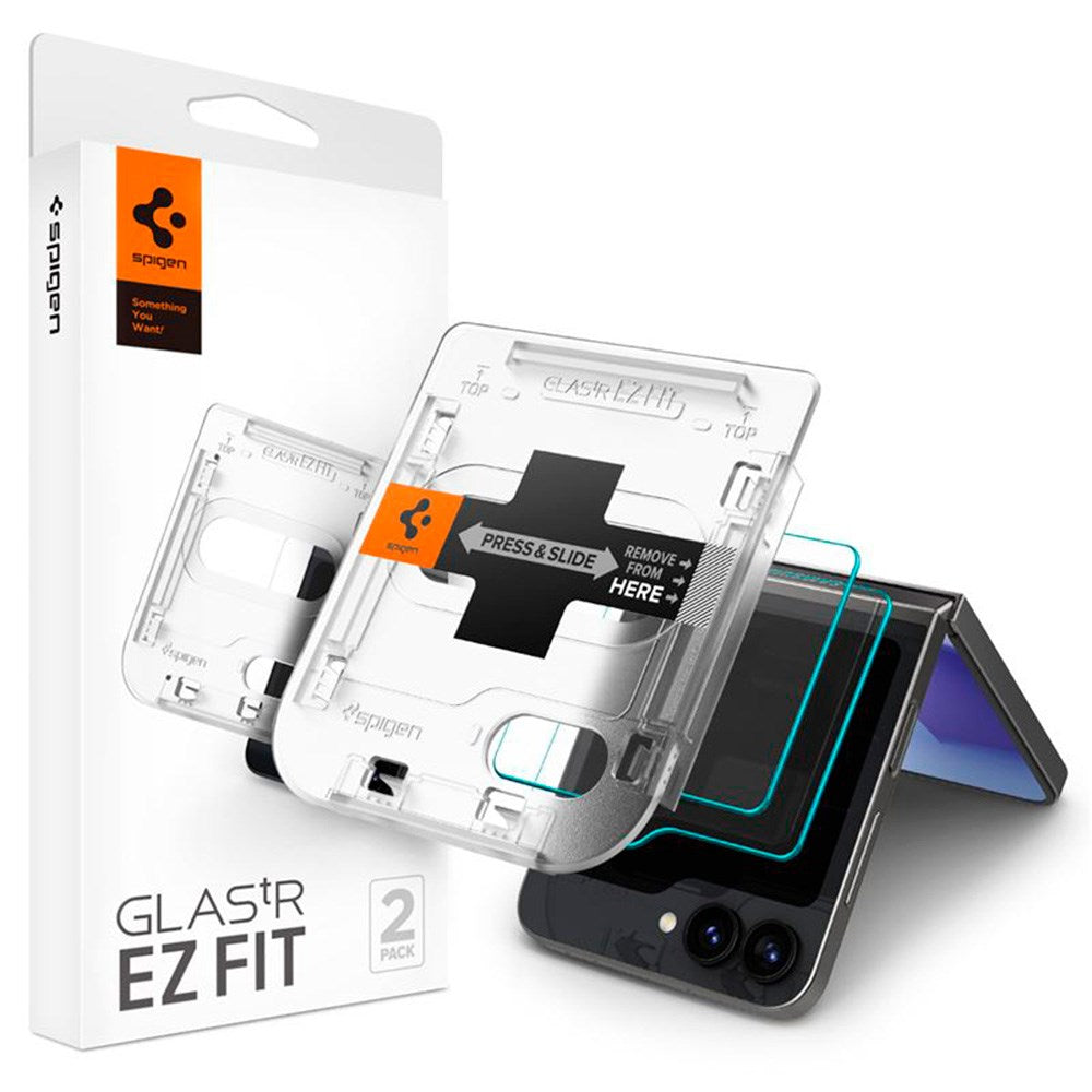 Spigen Samsung Galaxy Z Flip6 EZ Fit Glas.tR Sub Screen Skärmskydd - 2 st. - Case Friendly - Genomskinlig