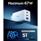 Spigen 67W Väggladdare m. 2x USB-C & 1x USB-A - Vit